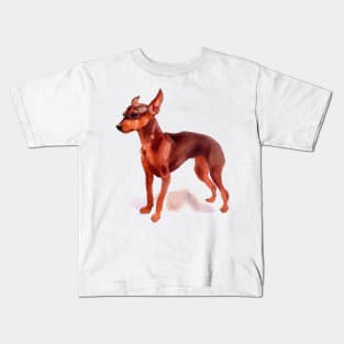 Watercolor Miniature Pinscher - Dog Lovers Kids T-Shirt